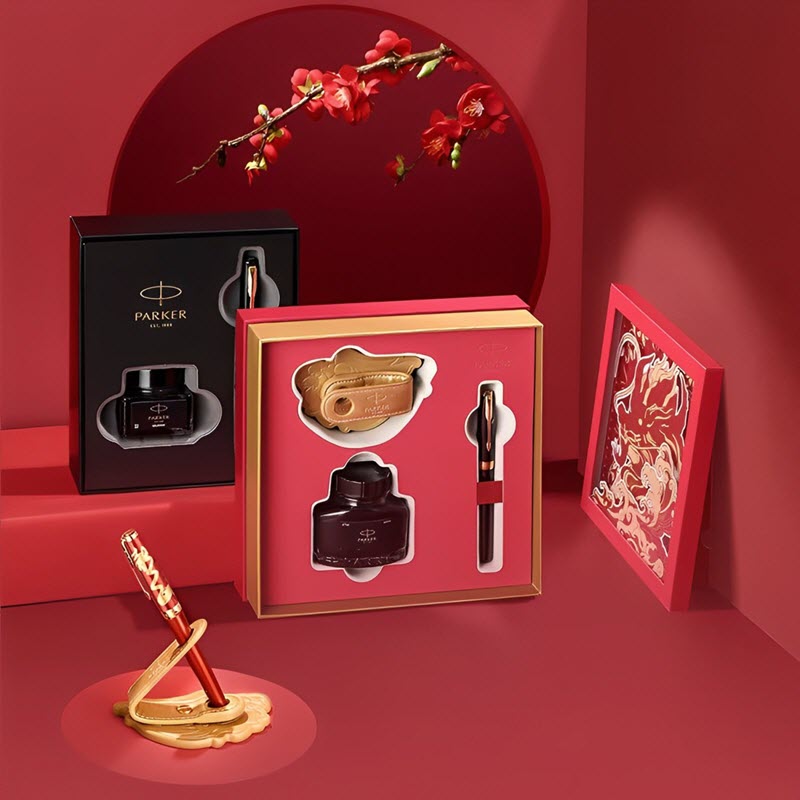 Bộ quà tặng bút ký cao cấp Parker bản đặc biệt Sonnet Dragon 23 Red ngòi vàng 18k