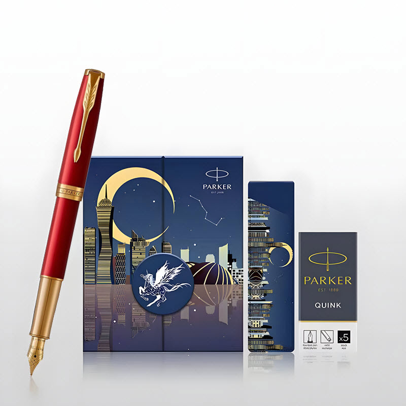 Bộ quà bút ký Parker SON Lacque Red GT TB 1950774 ngòi vàng 18K