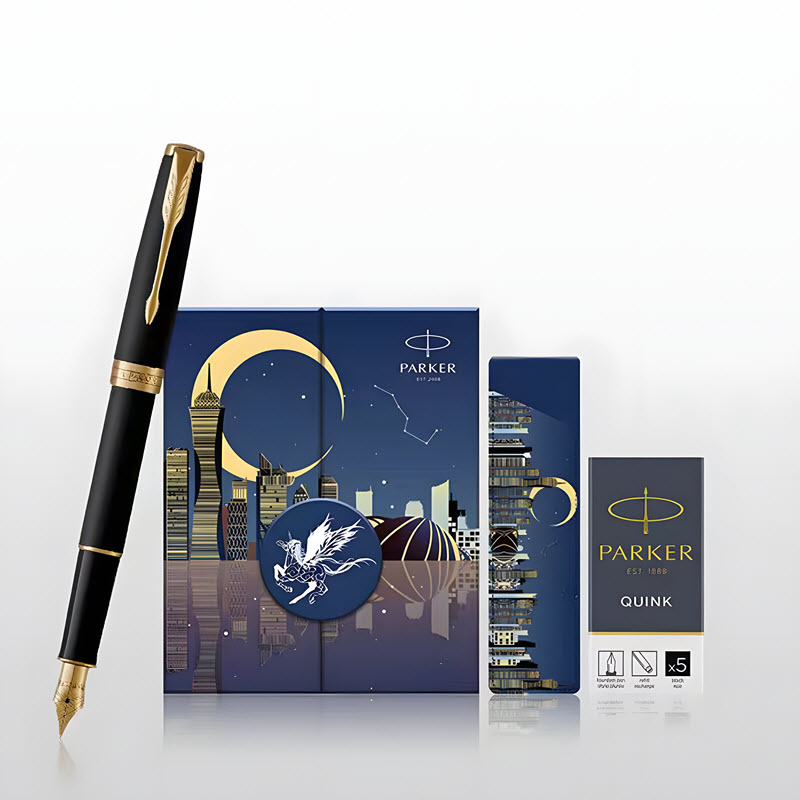 Bộ quà bút ký Parker SON Matte Black GT TB 1950875 mạ vàng 18k