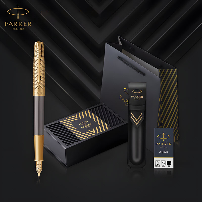 Bộ quà tặng bút ký máy Parker Sonnet Arrow Grey GT-2201039 kèm bao da