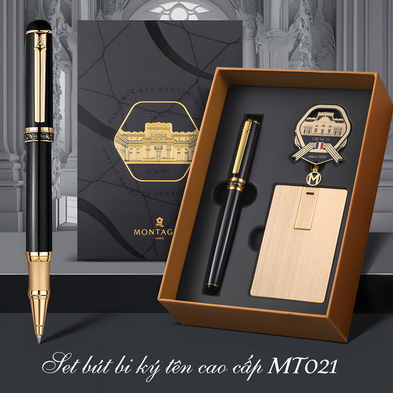 Set bút bi ký tên cao cấp MT021 màu đen làm quà tặng