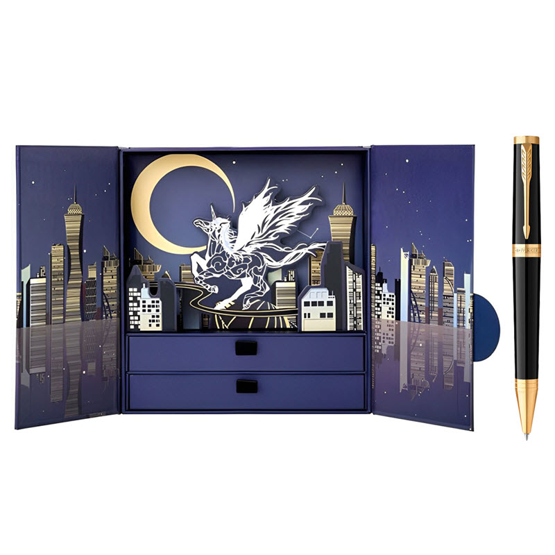 Set bút ký Parker chính hãng PK529 X-Black mạ vàng 18k cao cấp làm quà