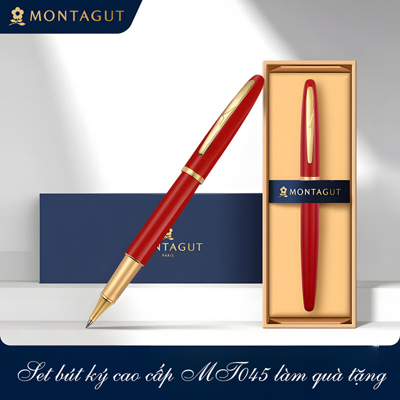 Set bút bi ký cao cấp MT045 màu đỏ làm quà tặng