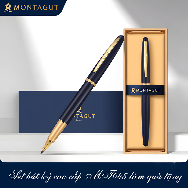 Set bút bi ký cao cấp MT045 màu xanh navy làm quà tặng
