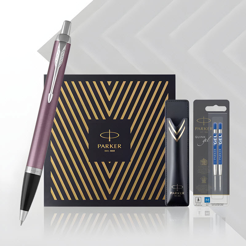 Bộ quà bút bi ký tên Parker IM Đ-Light Purple CT TB4-1975646 kèm bao da và 02 ngòi thay thế